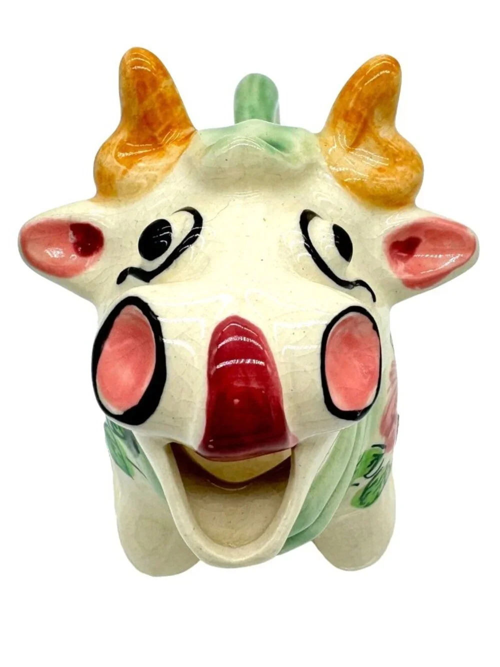 Vtg Kitschy Cow Creamer Hand Painted Milk Coffee 1940s Made in Japan Ceramic
